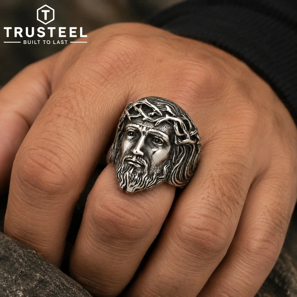 316L Stainless Steel Jesus Christ Ring Crown of Thorns Christian Men’s size 11